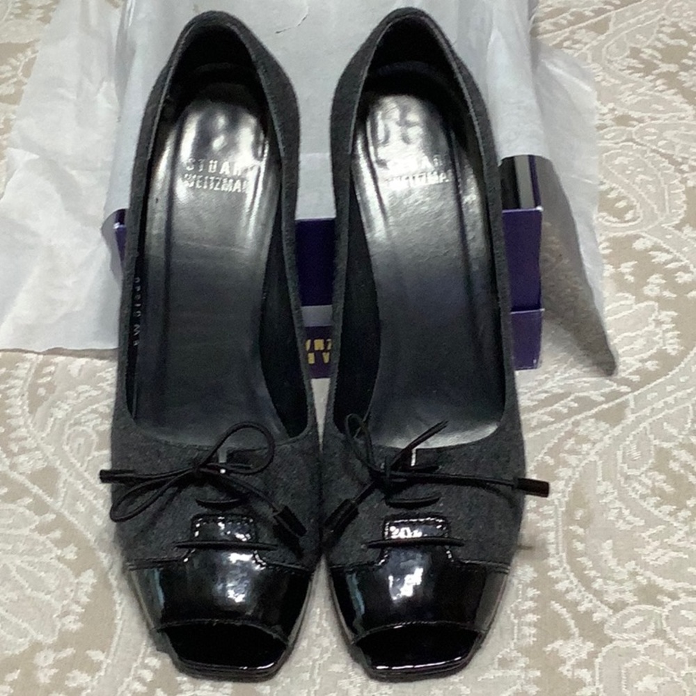 Stuart Weitzman Black/gray peep-toe pumps - Picture 4 of 4